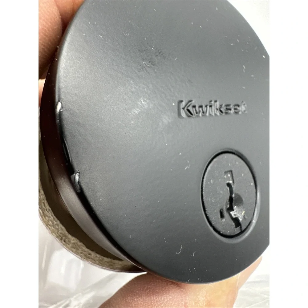 Kwikset  matte  Black Round Single Cylinder Deadbolt 92580-020‎ low profile